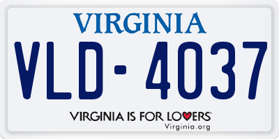 VA license plate VLD4037