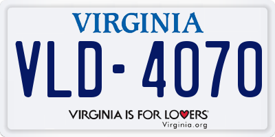 VA license plate VLD4070
