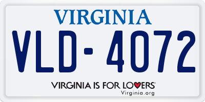 VA license plate VLD4072
