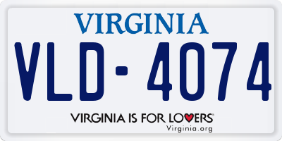 VA license plate VLD4074