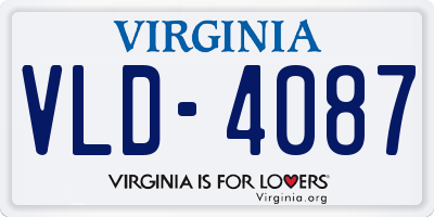 VA license plate VLD4087
