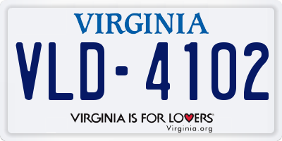 VA license plate VLD4102