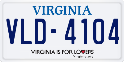 VA license plate VLD4104