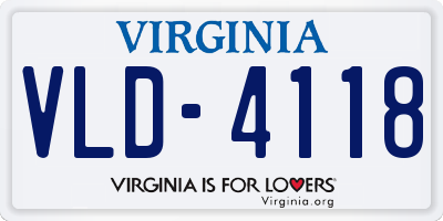 VA license plate VLD4118