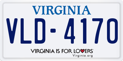 VA license plate VLD4170