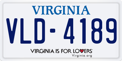 VA license plate VLD4189