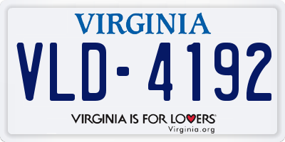 VA license plate VLD4192