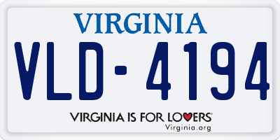 VA license plate VLD4194