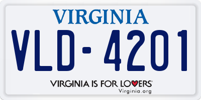 VA license plate VLD4201