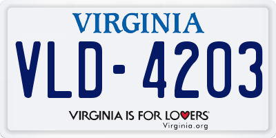 VA license plate VLD4203