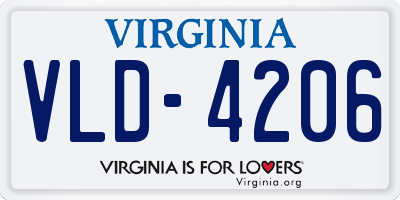 VA license plate VLD4206