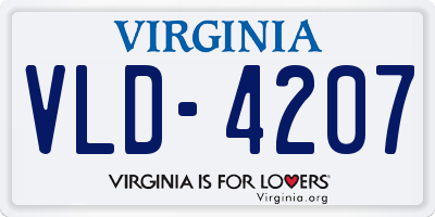 VA license plate VLD4207