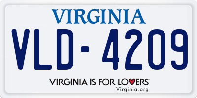 VA license plate VLD4209