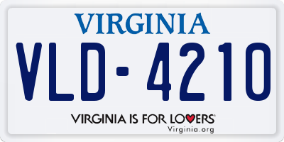 VA license plate VLD4210