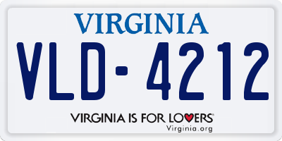 VA license plate VLD4212