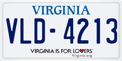 VA license plate VLD4213