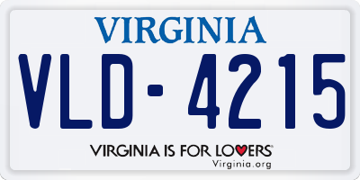 VA license plate VLD4215