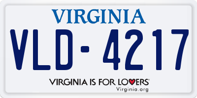VA license plate VLD4217