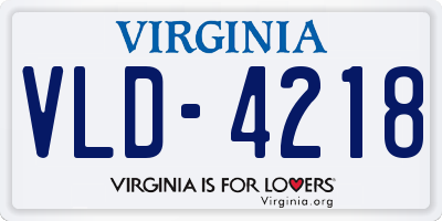 VA license plate VLD4218