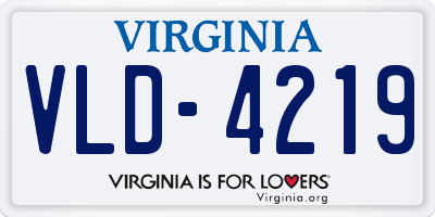 VA license plate VLD4219