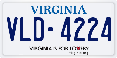 VA license plate VLD4224