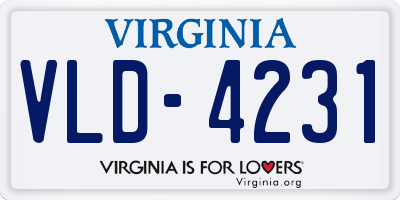 VA license plate VLD4231