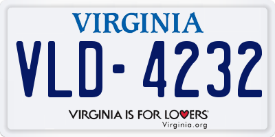 VA license plate VLD4232