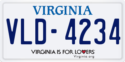 VA license plate VLD4234
