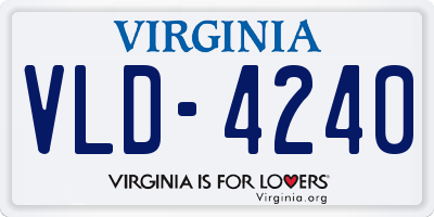 VA license plate VLD4240
