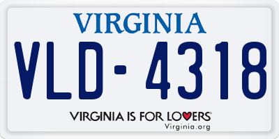 VA license plate VLD4318