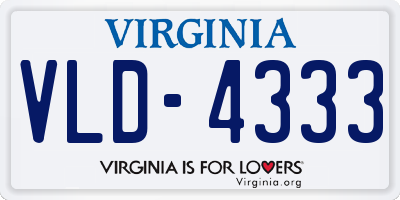 VA license plate VLD4333