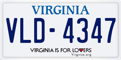 VA license plate VLD4347