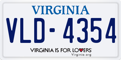 VA license plate VLD4354