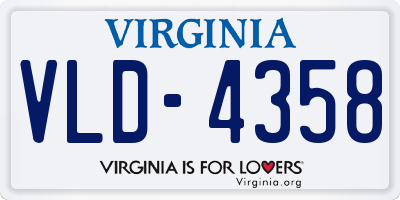 VA license plate VLD4358