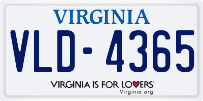 VA license plate VLD4365