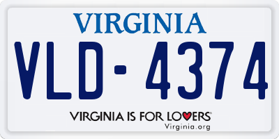 VA license plate VLD4374