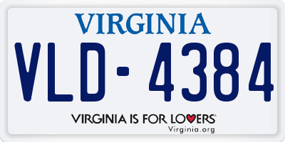 VA license plate VLD4384