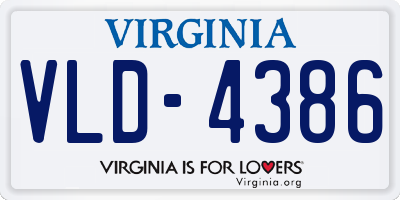 VA license plate VLD4386