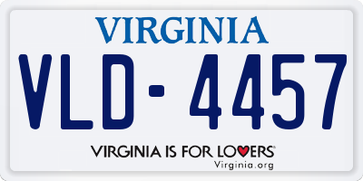 VA license plate VLD4457