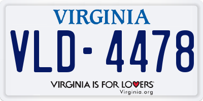 VA license plate VLD4478