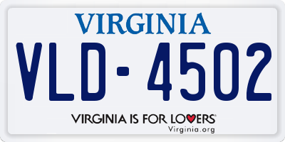 VA license plate VLD4502