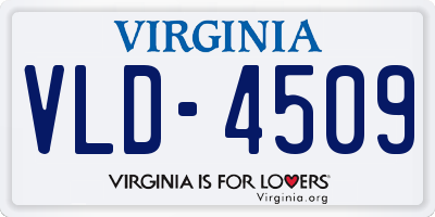 VA license plate VLD4509