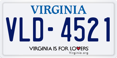 VA license plate VLD4521