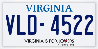 VA license plate VLD4522