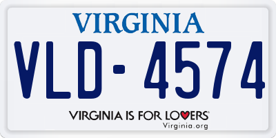 VA license plate VLD4574