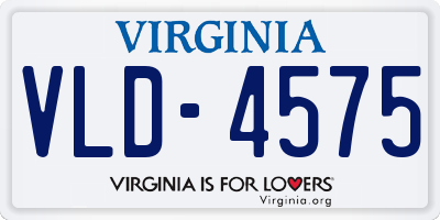 VA license plate VLD4575