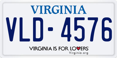 VA license plate VLD4576