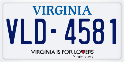 VA license plate VLD4581
