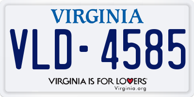 VA license plate VLD4585