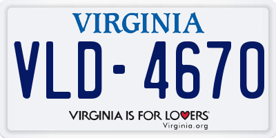 VA license plate VLD4670